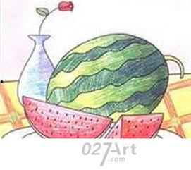 吃瓜蜡笔画,趣味横生的视觉盛宴